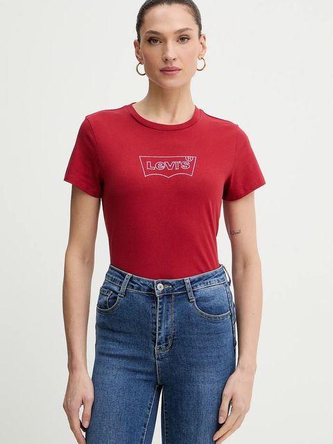 Levi's t-shirt bawełniany damski kolor czerwony 17369 - zdjęcie produktu nr 1