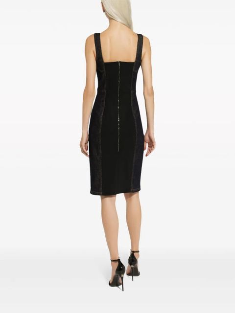 Dolce & Gabbana logo-plaque midi denim dress - Black