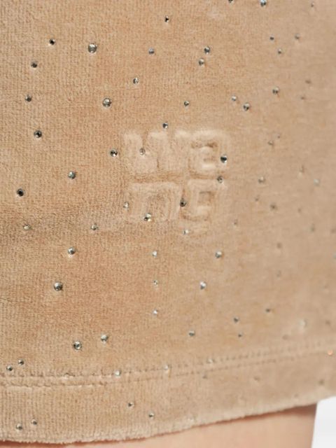 Alexander Wang rhinestone-embellished embossed-logo mini skirt - Neutrals