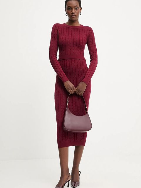 Answear.LAB sweter i spódnica damski kolor bordowy - zdjęcie produktu nr 1