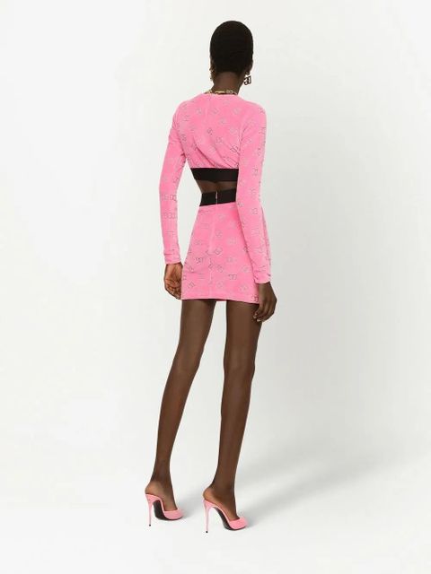 Dolce & Gabbana DG-logo flocked miniskirt - Pink
