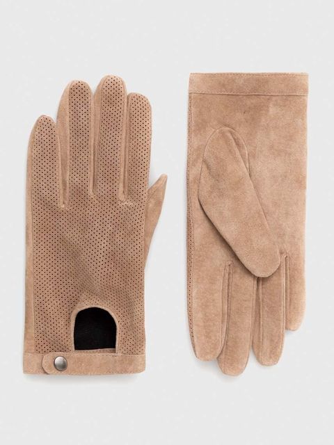 Medicine rękawiczki zamszowe kolor beżowy - zdjęcie produktu nr 1