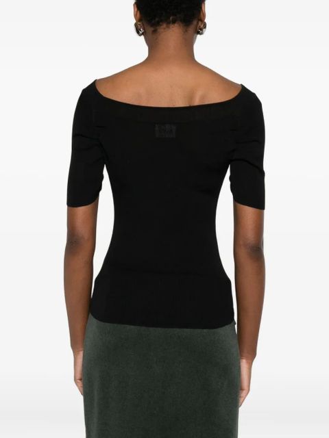 KHAITE boat-neck ribbed knitted top - Black