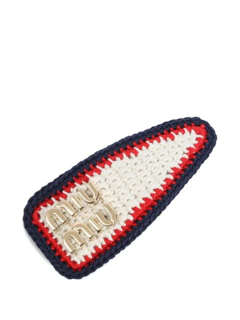 Miu Miu crochet logo hair clip - White