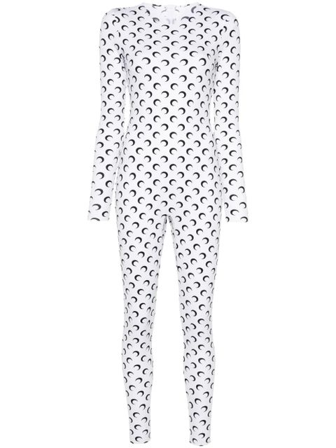 Marine Serre moon-print jersey catsuit - White - zdjęcie produktu nr 1