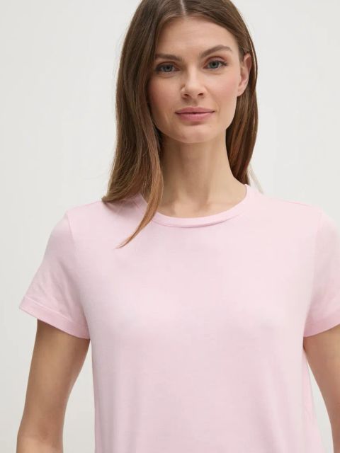 Sisley t-shirt bawełniany damski kolor różowy