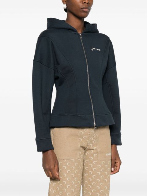 GANNI embroidered-logo jacket - Blue