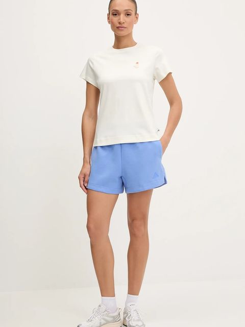 adidas szorty All SZN damskie kolor niebieski gładkie high waist JV9878 - zdjęcie produktu nr 2