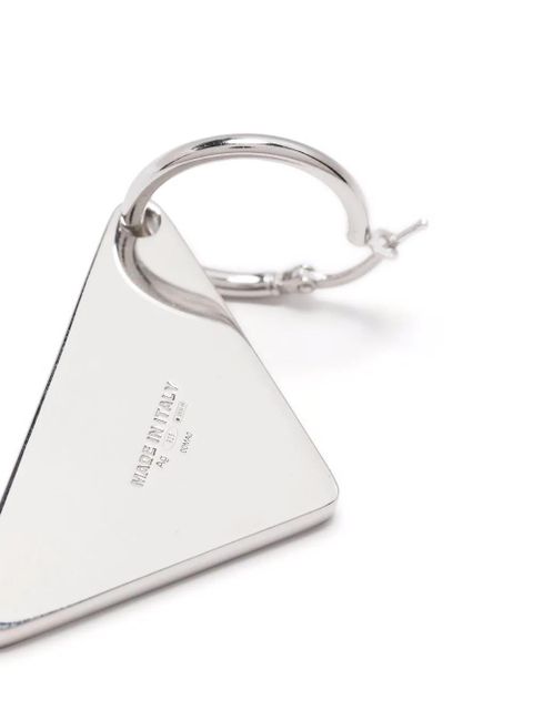 Prada triangle logo plaque earring - Silver - zdjęcie produktu nr 2