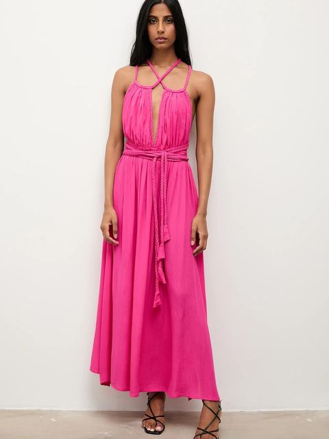 Answear.LAB sukienka kolor różowy maxi rozkloszowana - zdjęcie produktu nr 1