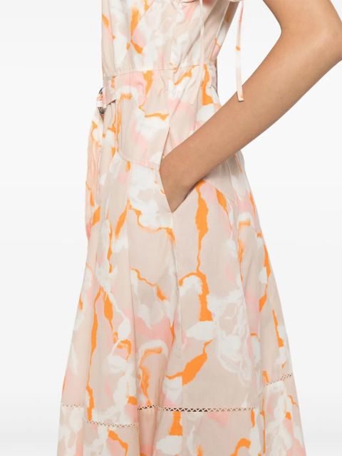 3.1 Phillip Lim abstract-print gathered-sleeves dress - Neutrals