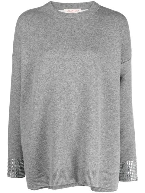 Valentino Garavani rhinestone-embellished wool jumper - Grey - zdjęcie produktu nr 1