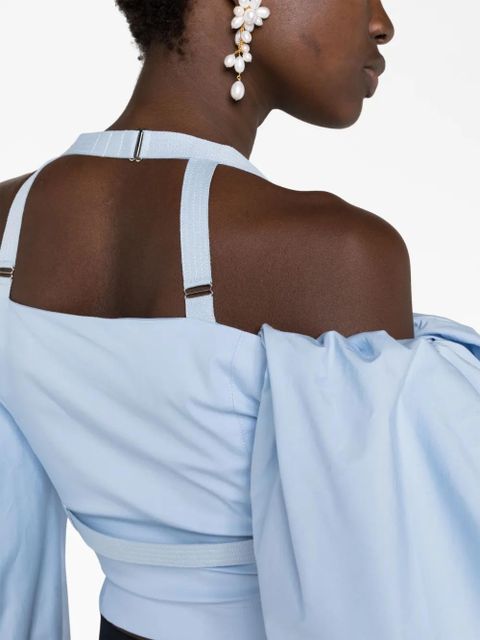 Jacquemus off-shoulder poplin blouse - Blue