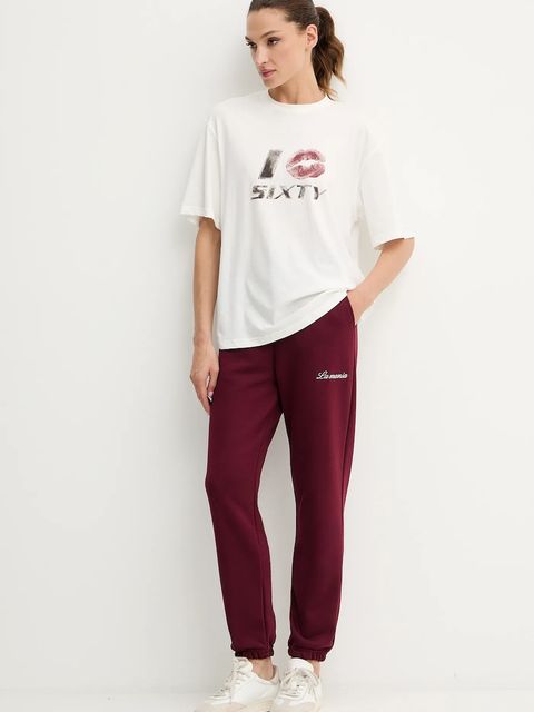 Miss Sixty t-shirt z domieszką lnu damski kolor beżowy 6S3SJ59200 - zdjęcie produktu nr 2