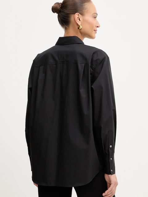 Karl Lagerfeld koszula damska kolor czarny relaxed z kołnierzykiem klasycznym A4W11014