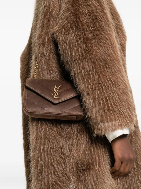 Saint Laurent mini Loulou logo-patch cross body bag - Brown - zdjęcie produktu nr 2