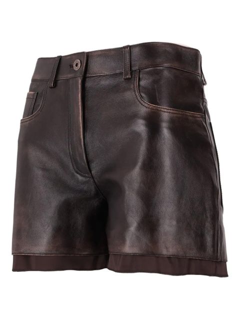 Miu Miu pocket leather shorts - Brown
