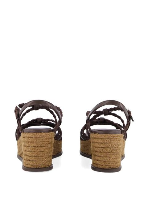 Jimmy Choo braided-leather wedge-heel sandals - Brown