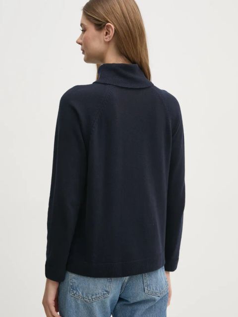 United Colors of Benetton sweter z domieszką wełny damski kolor granatowy lekki z golfem 1035D2551