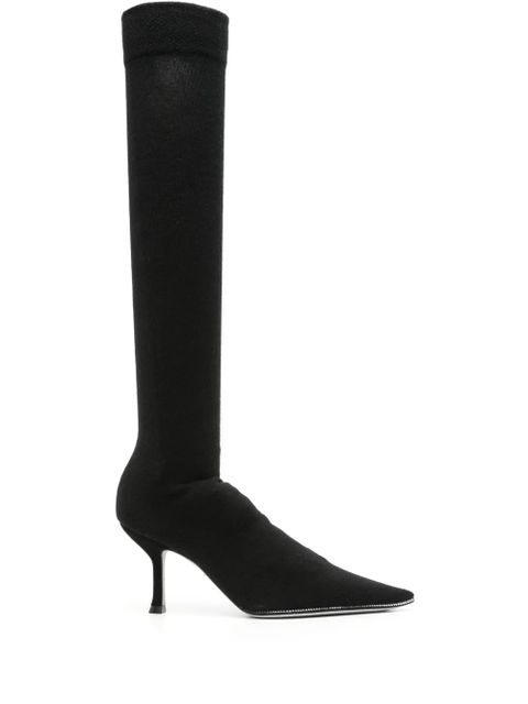 René Caovilla 70mm crystal-embellished knitted boots - Black - zdjęcie produktu nr 1