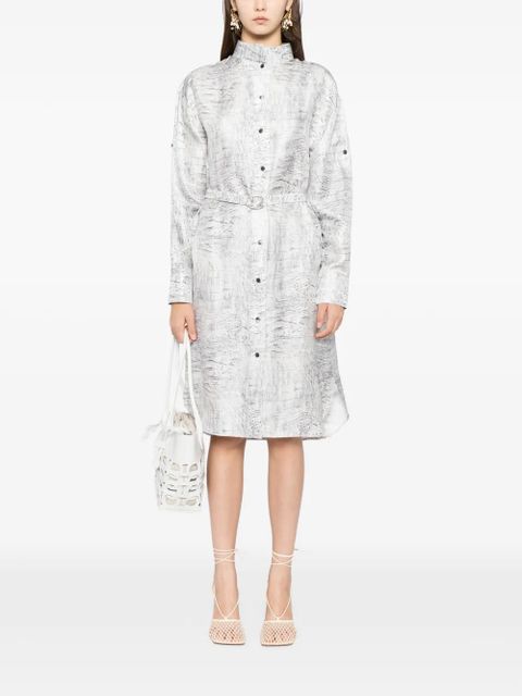 Ferragamo belted buttoned-up shirt dress - White