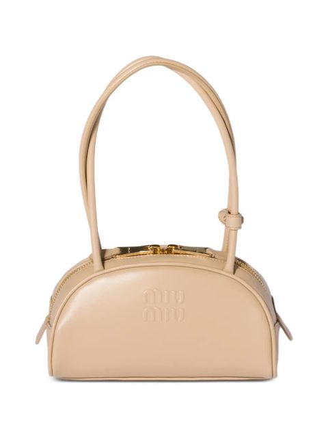 Miu Miu Beau embossed-logo leather shoulder bag - Neutrals - zdjęcie produktu nr 1