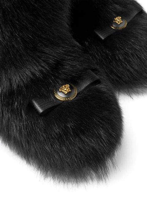 Versace Gianni Ribbon shearling boots - Black