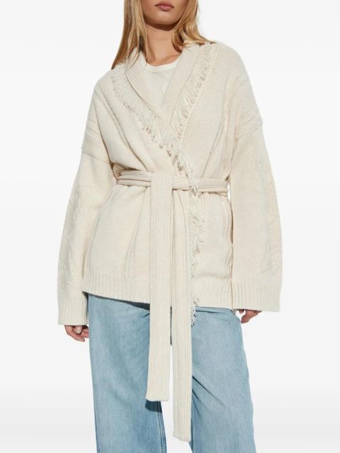 Zadig&Voltaire fringed belted cardigan - Neutrals