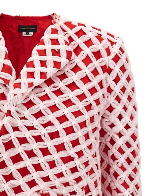 Comme Des Garçons tulle-weave asymmetric blazer - Red