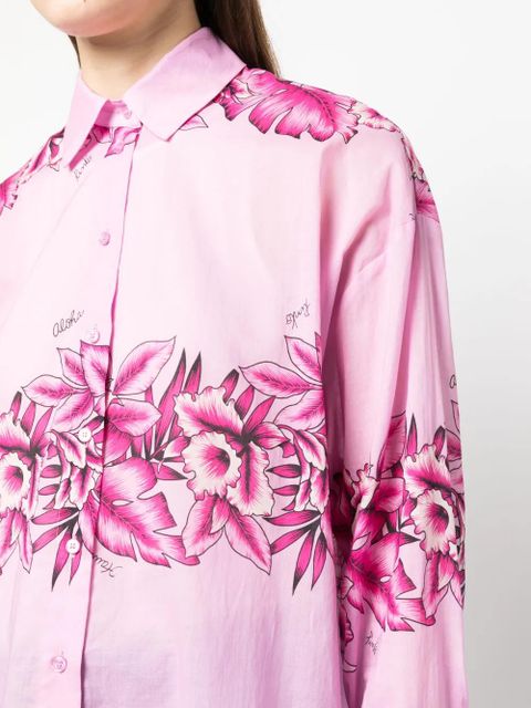 PINKO floral-print cotton shirt