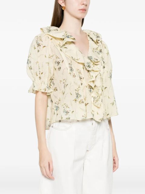 DÔEN Henri ruffled floral blouse - Yellow