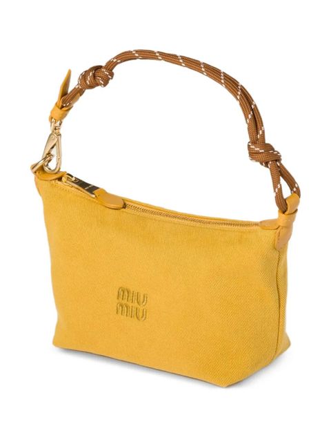 Miu Miu logo-embroidered gabardine tote bag - Yellow