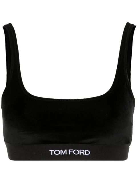 TOM FORD logo-jacquard velvet bralette top - Black - zdjęcie produktu nr 1
