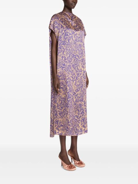 DRIES VAN NOTEN printed silk midi dress - Purple
