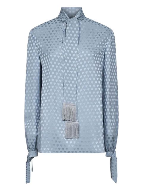 Valentino Garavani fringed heart-motif shirt - Blue - zdjęcie produktu nr 1
