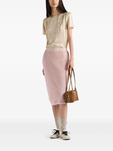Prada cotton mesh midi skirt - Pink