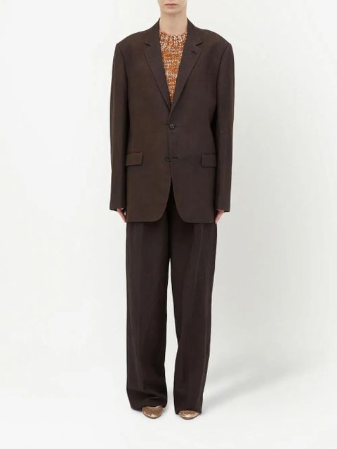 Maison Margiela single-breasted wool-linen blazer - Brown - zdjęcie produktu nr 2