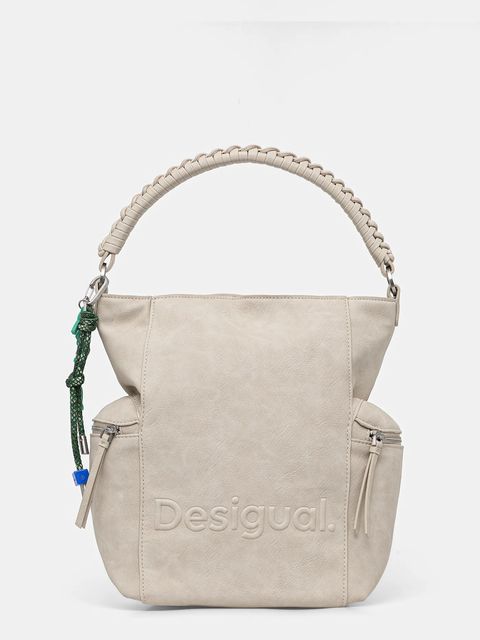 Desigual plecak HALF LOGO ARICA PIE damski kolor beżowy mały gładki 25WAKP30 - zdjęcie produktu nr 1