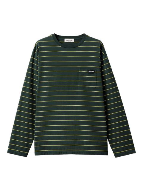 Miu Miu long-sleeved cotton T-shirt - Green - zdjęcie produktu nr 1