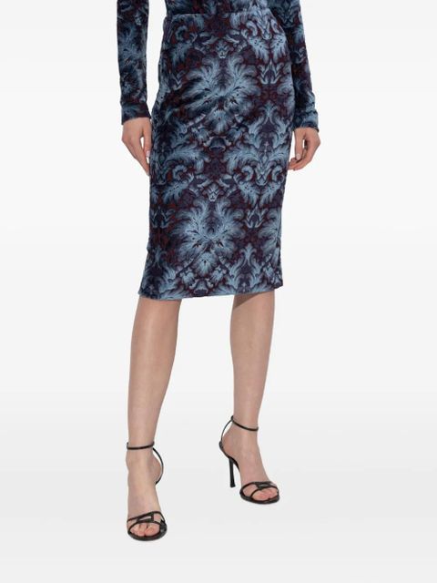ETRO damask-pattern velvet midi skirt - Blue