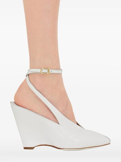Ferragamo 90mm peep-toe wedge pumps - White