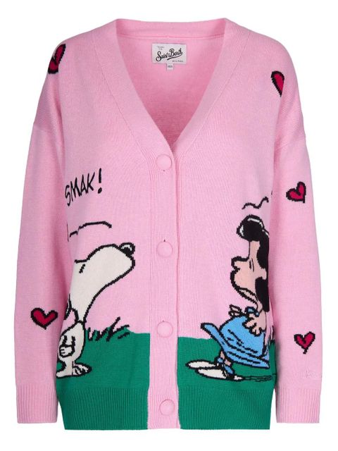 MC2 Saint Barth heart-graphic V-neck cardigan - Pink - zdjęcie produktu nr 1