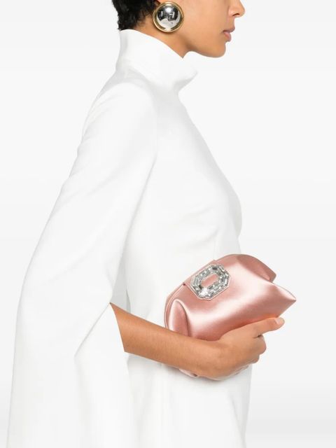 Amina Muaddi Camelia embellished clutch bag - Pink