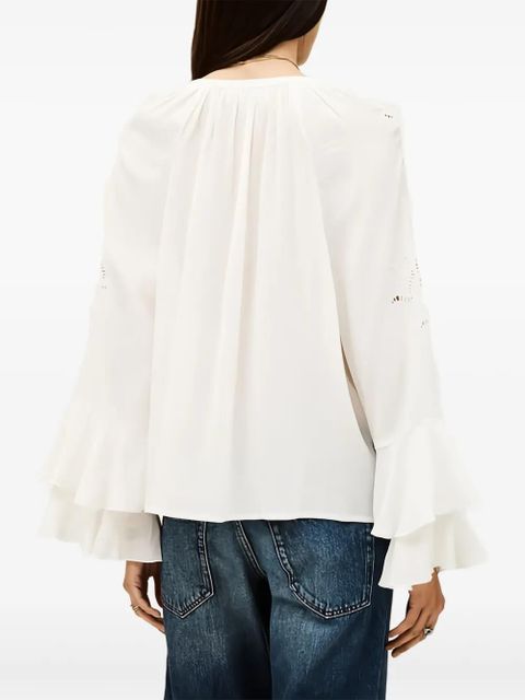 Ba&Sh Omar embroidered ruffled blouse - White