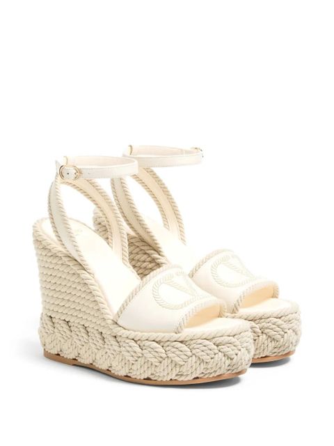 Valentino Garavani 130mm VLogo Torchon wedge sandals - White