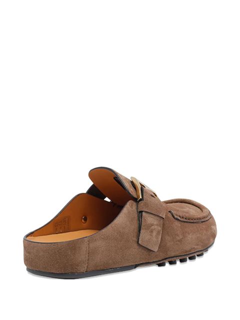 Tod's buckle-detail gommini suede mules - Brown