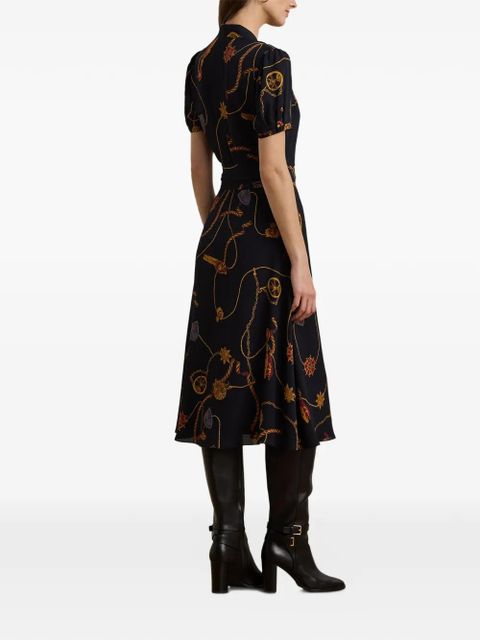 Lauren Ralph Lauren belted nautical-print dress - Black