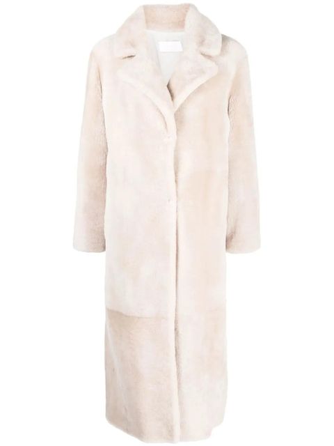 Yves Salomon Meteo merino lambskin long coat - Neutrals
