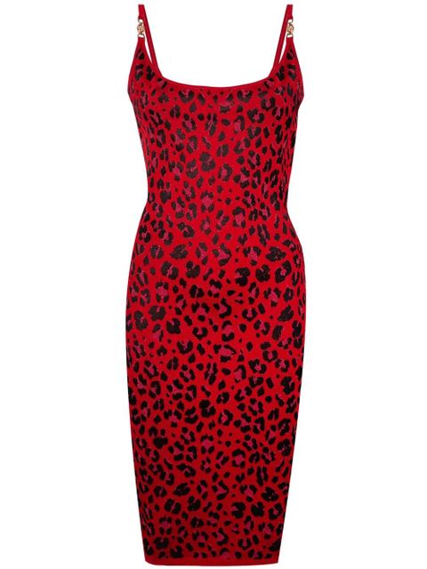 Versace leopard lurex midi dress - Red - zdjęcie produktu nr 1