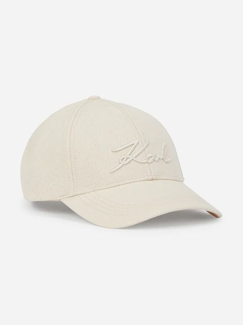 Karl Lagerfeld czapka z daszkiem K/SIGNATURE kolor beżowy gładka A1W33069 - zdjęcie produktu nr 1